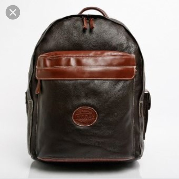 roots black leather backpack